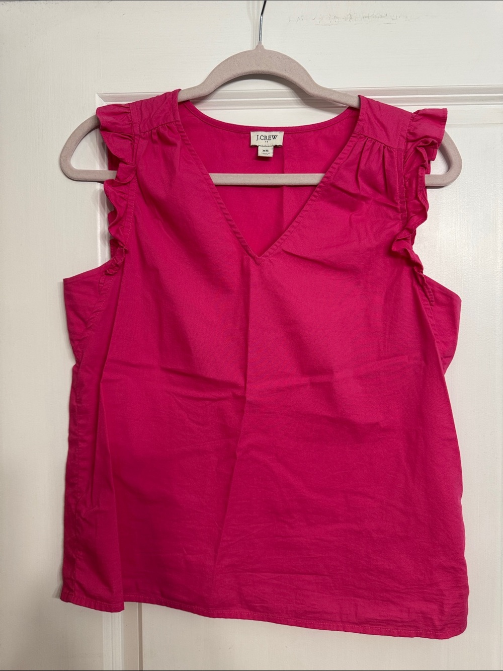 J. Crew Hot Pink V-Neck Ruffle Sleeve Camisole